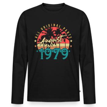 Né en 1979 en août - T-shirt manches longues Premium bio Homme - noir - Devant - Nico (187cm)