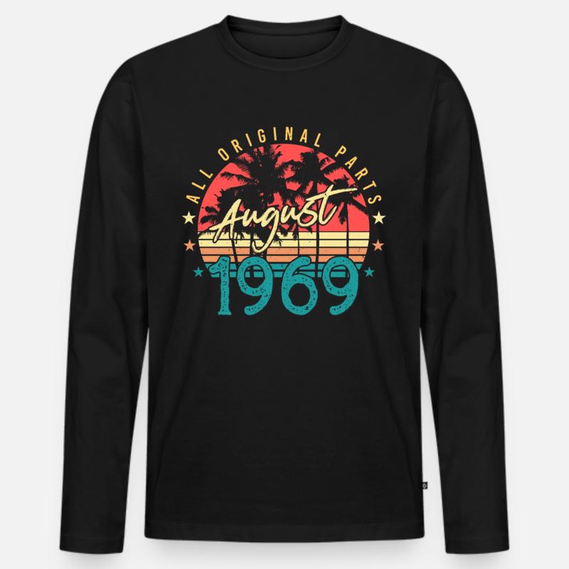 1969 August Retro - Männer Premium Bio Langarmshirt - Schwarz