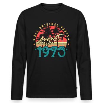 August 1973 Alles Original - Männer Premium Bio Langarmshirt - Schwarz - Vorne - Nico (187cm)
