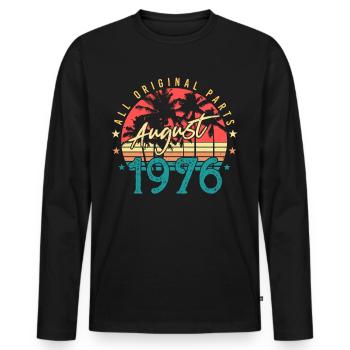 Geboren 1976 Im August - Männer Premium Bio Langarmshirt - Schwarz - Vorne - Nico (187cm)