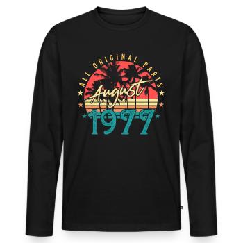 Born 1977 in August - Men's Premium Organic Long Sleeve Shirt - black - Front - Nico (187cm)