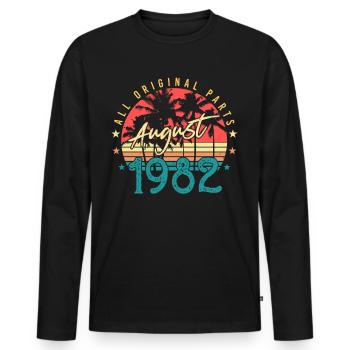 40e anniversaire août 1982 - T-shirt manches longues Premium bio Homme - noir - Devant - Nico (187cm)
