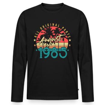August 1985 Geschenkidee - Männer Premium Bio Langarmshirt - Schwarz - Vorne - Nico (187cm)