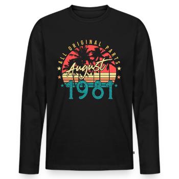 August 1981 Geburtstagsgruss - Männer Premium Bio Langarmshirt - Schwarz - Vorne - Nico (187cm)