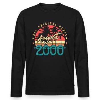 Mois de naissance Août 2000 - T-shirt manches longues Premium bio Homme - noir - Devant - Nico (187cm)