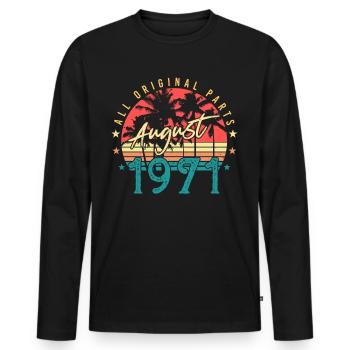 August 1971 Alles Original - Männer Premium Bio Langarmshirt - Schwarz - Vorne - Nico (187cm)