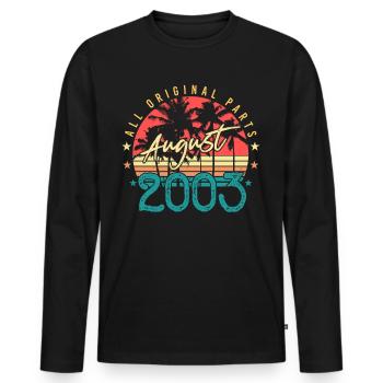 Mois de naissance Août 2003 - T-shirt manches longues Premium bio Homme - noir - Devant - Nico (187cm)