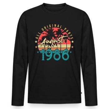August 1986 Gift idea - Men's Premium Organic Long Sleeve Shirt - black - Front - Nico (187cm)