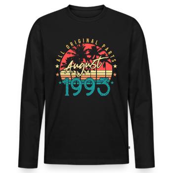 Baujahr August 1993 - Männer Premium Bio Langarmshirt - Schwarz - Vorne - Nico (187cm)