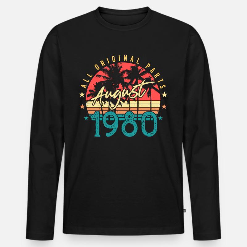 Geboren 1980 Im August - Männer Premium Bio Langarmshirt - Schwarz
