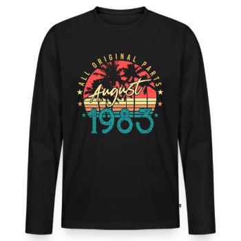 Août 1983 Vœux d’anniversaire - T-shirt manches longues Premium bio Homme - noir - Devant - Nico (187cm)