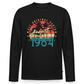 Août 1984 Vœux d’anniversaire - T-shirt manches longues Premium bio Homme - noir - Devant - Nico (187cm)