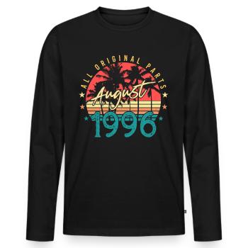 Mois de naissance Août 1996 - T-shirt manches longues Premium bio Homme - noir - Devant - Nico (187cm)