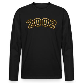 Glücksjahr 2002 Gelb Simpel - Männer Premium Bio Langarmshirt - Schwarz - Vorne - Nico (187cm)