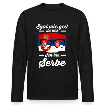 Serbe Serbisches Serbien - Männer Premium Bio Langarmshirt - Schwarz - Vorne - Nico (187cm)