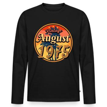 Année de construction 1975 en août - T-shirt manches longues Premium bio Homme - noir - Devant - Nico (187cm)