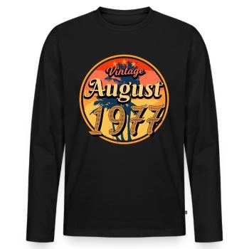Baujahr 1977 Im August - Männer Premium Bio Langarmshirt - Schwarz - Vorne - Nico (187cm)