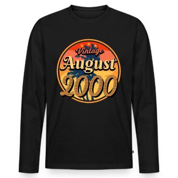 Année de naissance 2000 en août - T-shirt manches longues Premium bio Homme - noir - Devant - Nico (187cm)