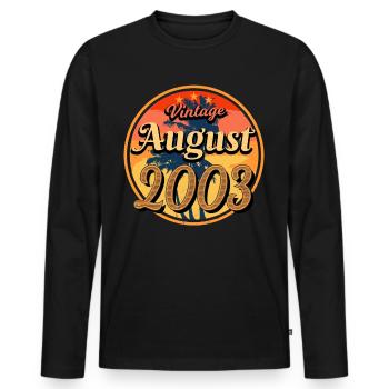 Year of birth 2003 in August - Men's Premium Organic Long Sleeve Shirt - black - Front - Nico (187cm)