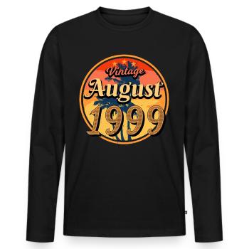 Mois de naissance Août 1999 - T-shirt manches longues Premium bio Homme - noir - Devant - Nico (187cm)