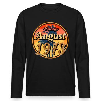 Retro 1973 August - Männer Premium Bio Langarmshirt - Schwarz - Vorne - Nico (187cm)