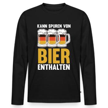 Kann Spuren von Bier enthalten - Männer Premium Bio Langarmshirt - Schwarz - Vorne - Nico (187cm)