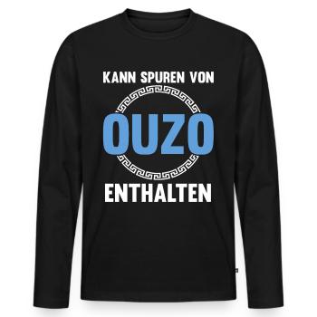 Kann Spuren von Ouzo enthalten - Männer Premium Bio Langarmshirt - Schwarz - Vorne - Nico (187cm)