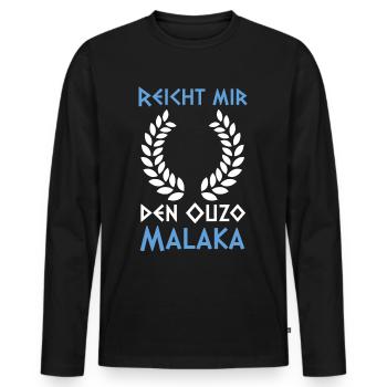 Grieche Malaka Griechenland Ouzo - Männer Premium Bio Langarmshirt - Schwarz - Vorne - Nico (187cm)