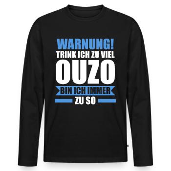 Saufspruch Griechenland Ouzo - Männer Premium Bio Langarmshirt - Schwarz - Vorne - Nico (187cm)