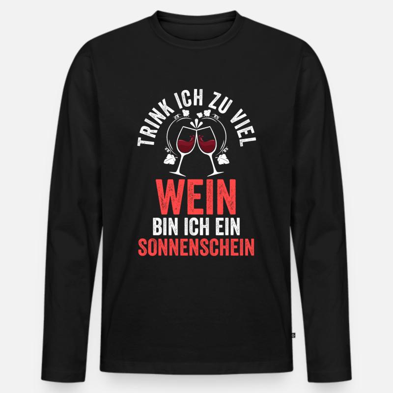Weintrinker Party Wein - Männer Premium Bio Langarmshirt - Schwarz