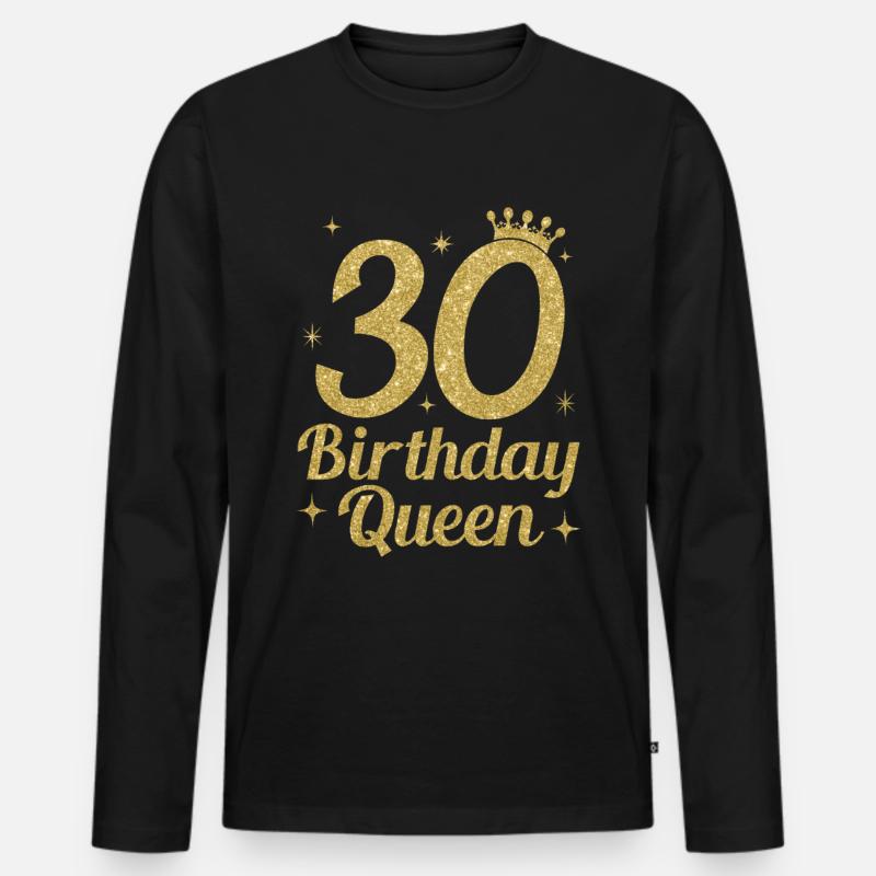 Birthday Queen 30 - Männer Premium Bio Langarmshirt - Schwarz
