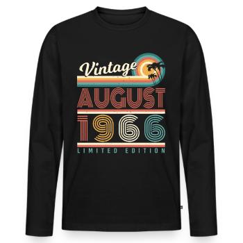 August 1966 Vintage - Männer Premium Bio Langarmshirt - Schwarz - Vorne - Nico (187cm)