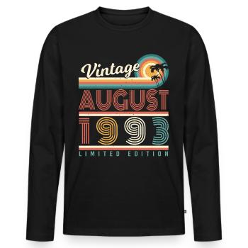 Baujahr 1993 August - Männer Premium Bio Langarmshirt - Schwarz - Vorne - Nico (187cm)