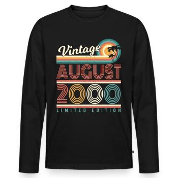 Mois de naissance Août 2000 - T-shirt manches longues Premium bio Homme - noir - Devant - Nico (187cm)