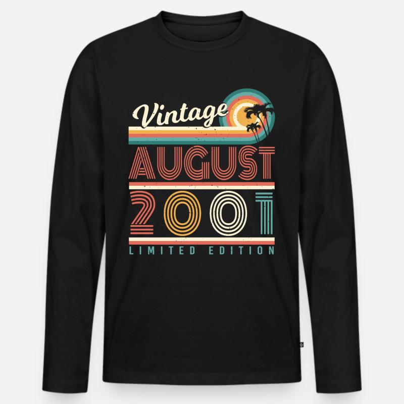 Geburtsmonat August 2001 - Männer Premium Bio Langarmshirt - Schwarz