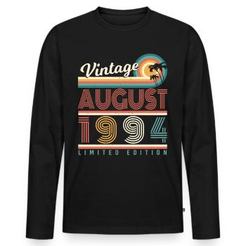 Baujahr 1994 August - Männer Premium Bio Langarmshirt - Schwarz - Vorne - Nico (187cm)