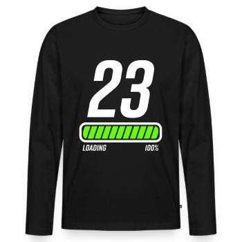 23. Geburtstag 23 Jahre Geburtstag - Männer Premium Bio Langarmshirt - Schwarz - Vorne - Nico (187cm)