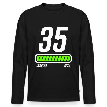 35e anniversaire - T-shirt manches longues Premium bio Homme - noir - Devant - Nico (187cm)