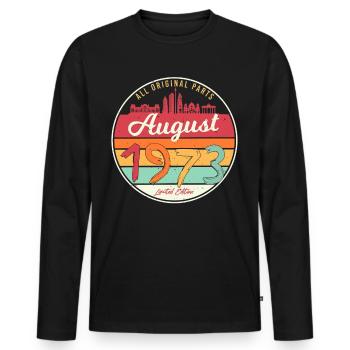 1973 In August Vintage - Men's Premium Organic Long Sleeve Shirt - black - Front - Nico (187cm)