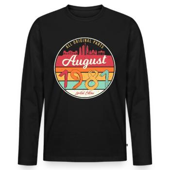 Geschenkidee Für August 1981 - Männer Premium Bio Langarmshirt - Schwarz - Vorne - Nico (187cm)