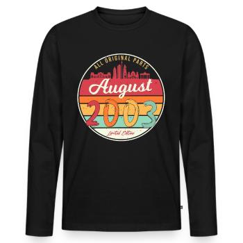 Born August 2003 - Men's Premium Organic Long Sleeve Shirt - black - Front - Nico (187cm)