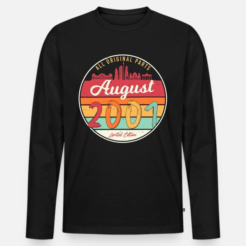 Geboren August 2001 - Männer Premium Bio Langarmshirt - Schwarz