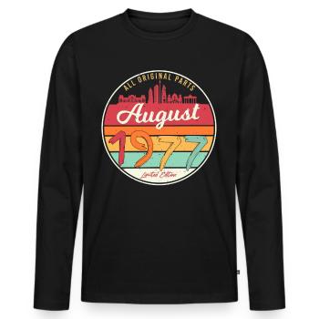 1977 Im August Retro - Männer Premium Bio Langarmshirt - Schwarz - Vorne - Nico (187cm)