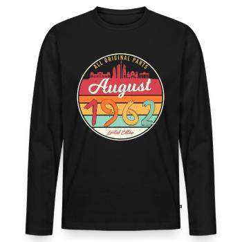 1962 In August 60th birthday - Men's Premium Organic Long Sleeve Shirt - black - Front - Nico (187cm)