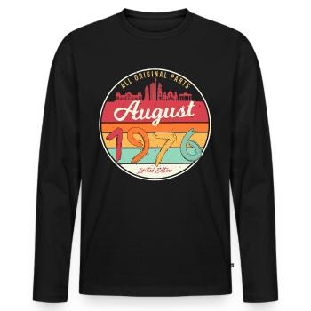 1976 Im August Vintage - Männer Premium Bio Langarmshirt - Schwarz - Vorne - Nico (187cm)