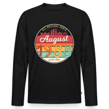 Salutations d’anniversaire 1988 En août - T-shirt manches longues Premium bio Homme - noir - Devant - Nico (187cm)