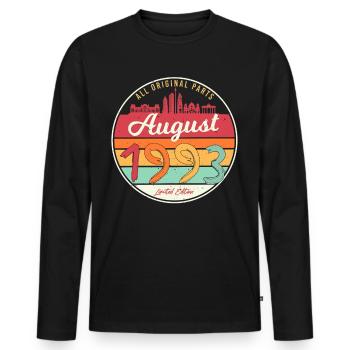 Baujahr August 1993 - Männer Premium Bio Langarmshirt - Schwarz - Vorne - Nico (187cm)