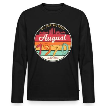 1970 August Alles Original - T-shirt manches longues Premium bio Homme - noir - Devant - Nico (187cm)