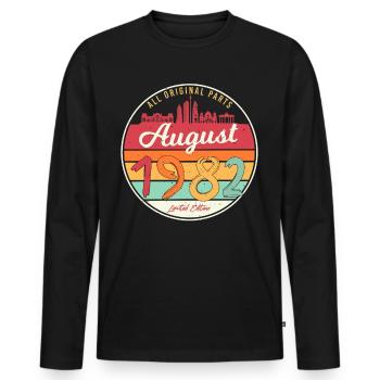 40e anniversaire août 1982 - T-shirt manches longues Premium bio Homme - noir - Devant - Nico (187cm)