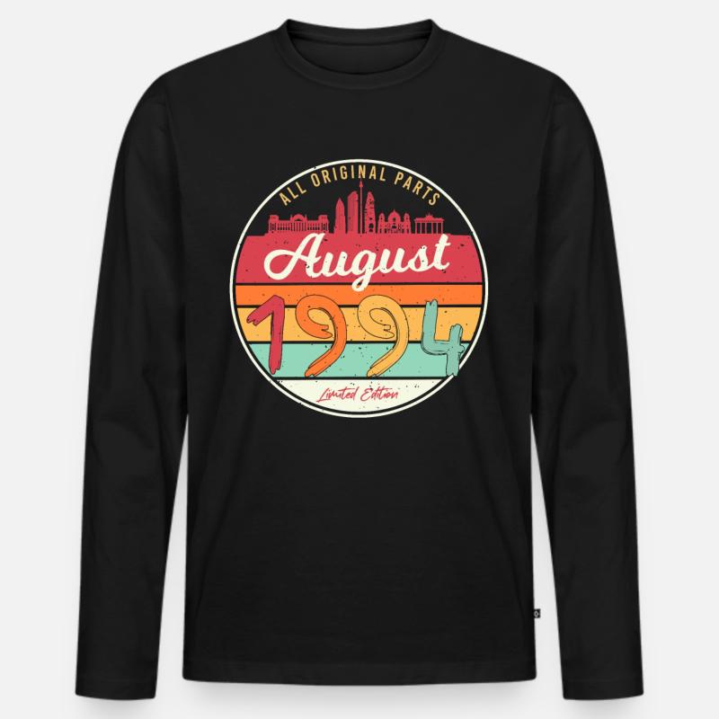 Geboren August 1994 - Männer Premium Bio Langarmshirt - Schwarz